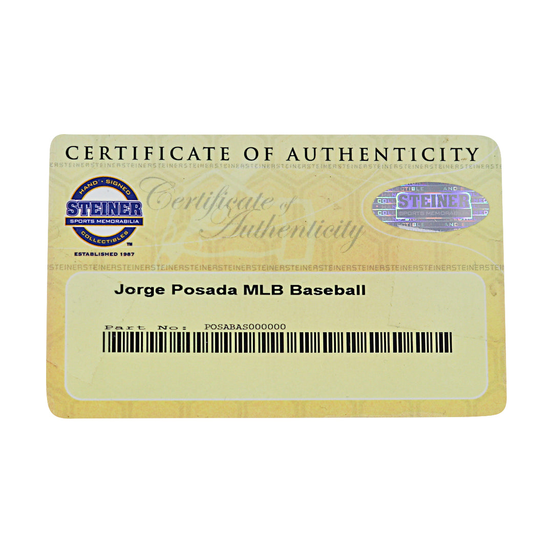Jorge Posada New York Yankees Autographed OMLB Baseball Steiner COA