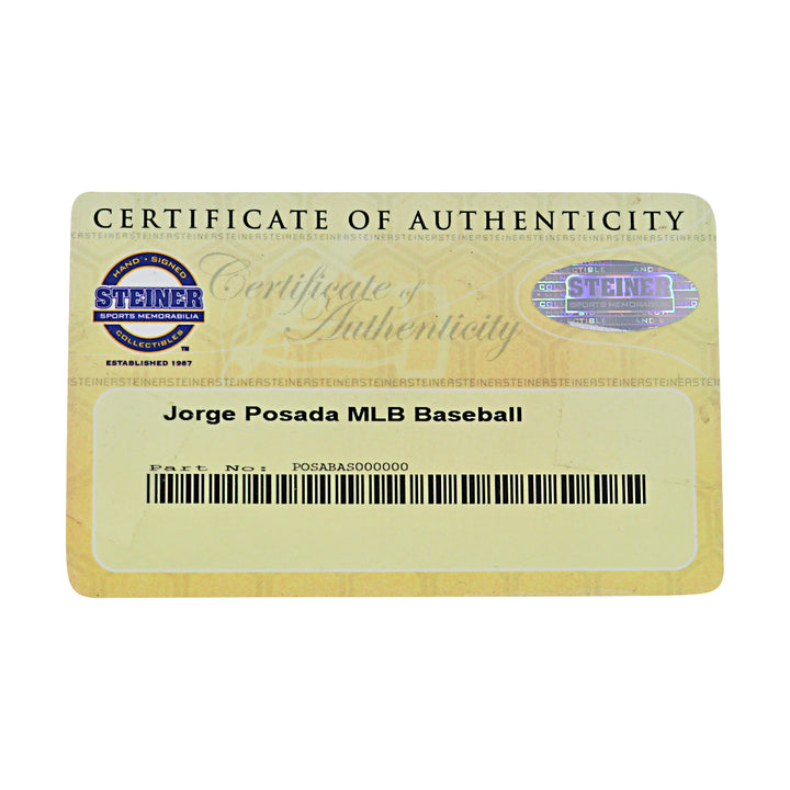 Jorge Posada New York Yankees Autographed OMLB Baseball Steiner COA
