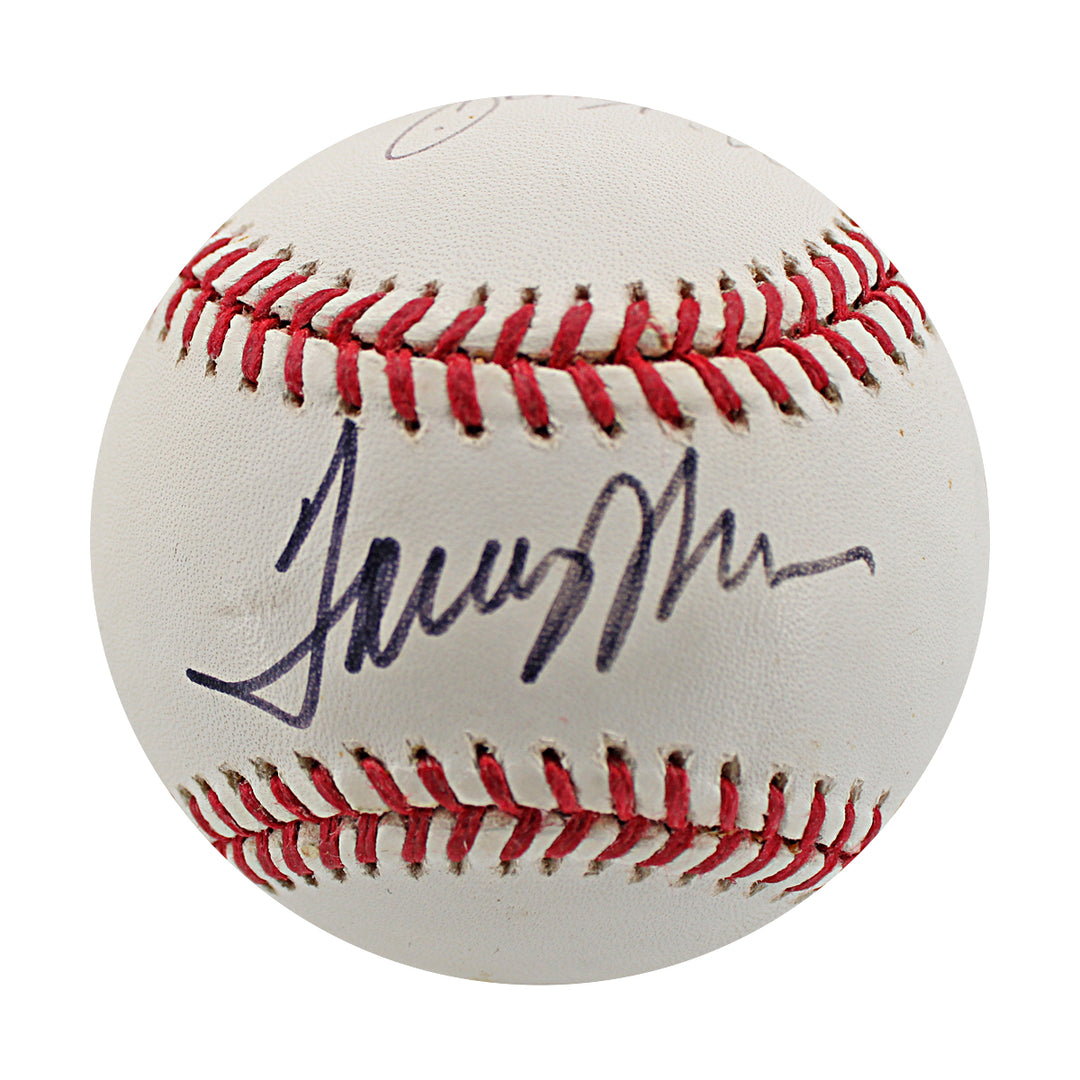 Tommy John Roy White Mickey Rivers Yankees Autographed OMLB Baseball JSA COA