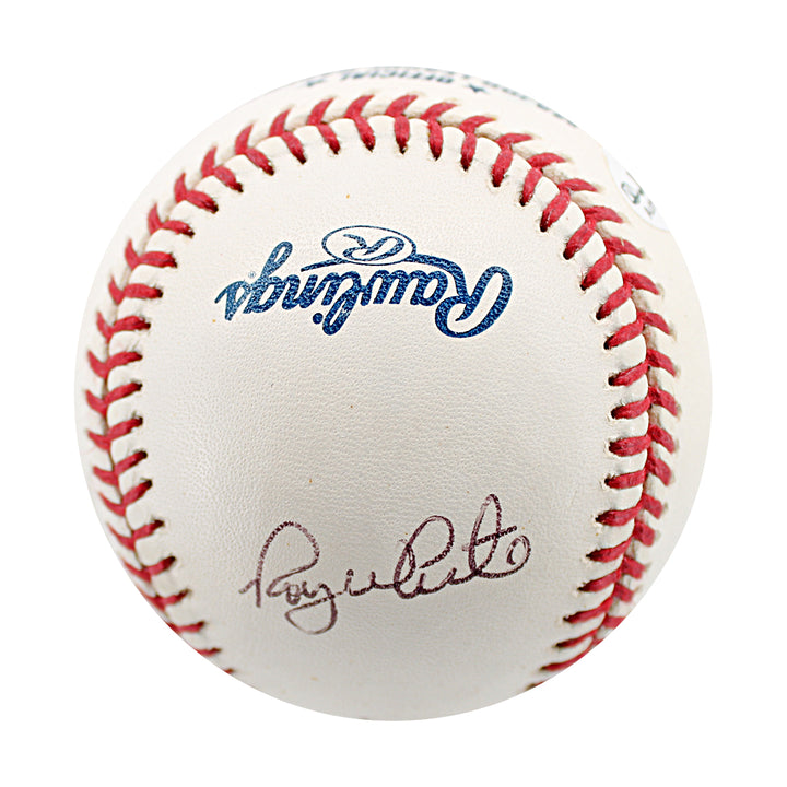Tommy John Roy White Mickey Rivers Yankees Autographed OMLB Baseball JSA COA