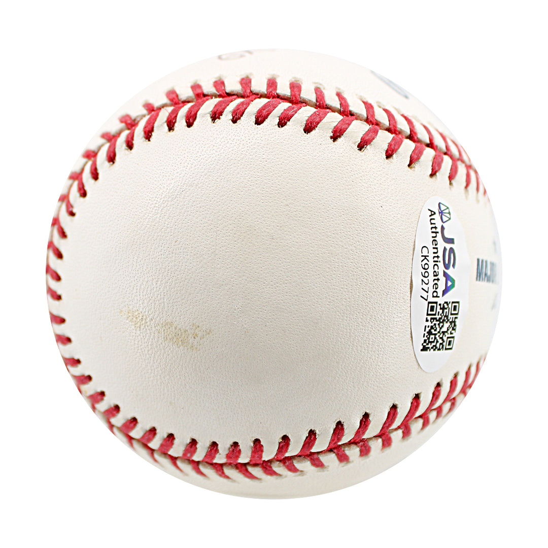 Tommy John Roy White Mickey Rivers Yankees Autographed OMLB Baseball JSA COA