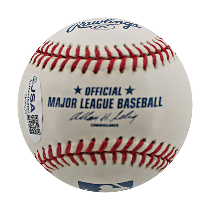Tommy John Roy White Mickey Rivers Yankees Autographed OMLB Baseball JSA COA