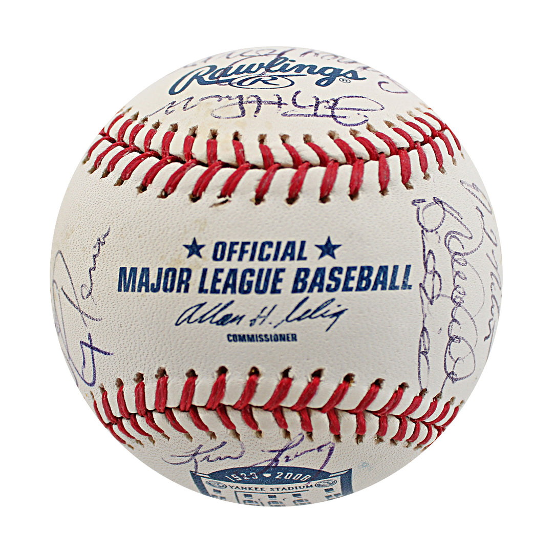 Jeter Rodriguez 2008 New York Yankees Multi Signed Yankee Stadium Final Season Logo Baseball 26 Autos JSA LOA