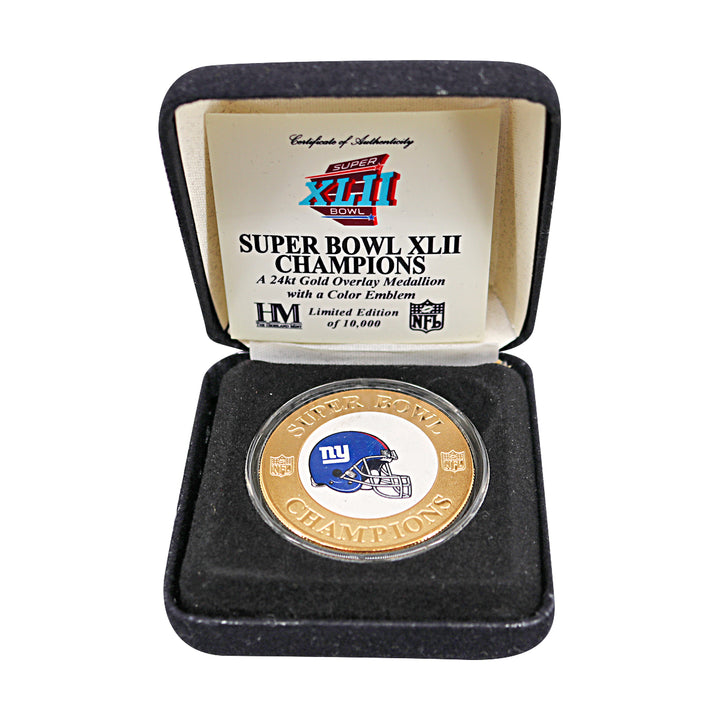 New York Giants Championship 2.3.08 Highland Mint Gold Coin W/Logo LE 620/10,000