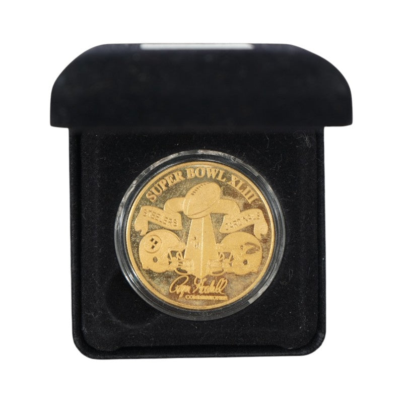Pittsburgh Steelers vs. Arizona Cardinals Championship 2.1.08 Highland Mint 24 K Gold Overlay Coin LE 2750/10,000