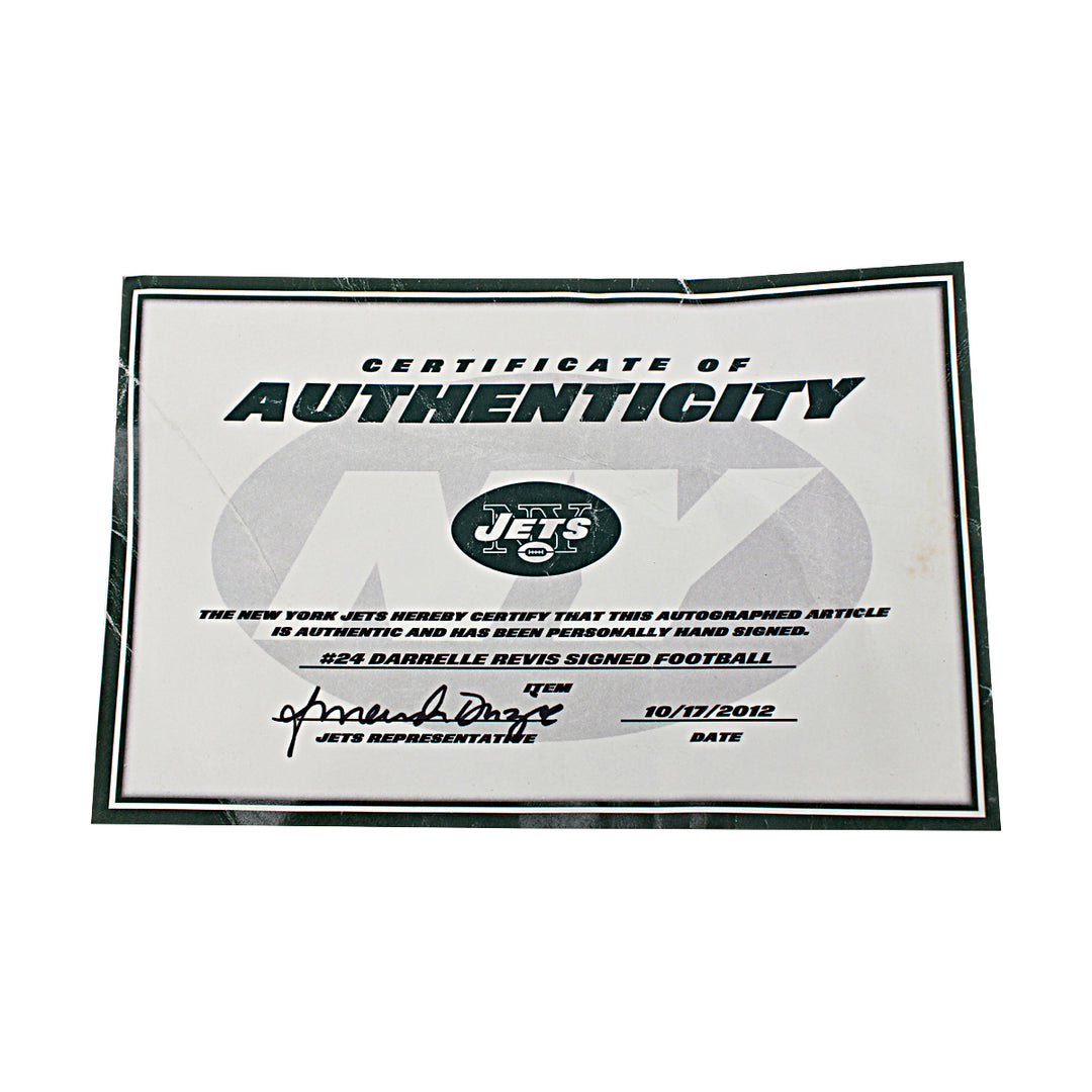Darrell Revis New York Jets Autographed White Panel Football NY Jets COA