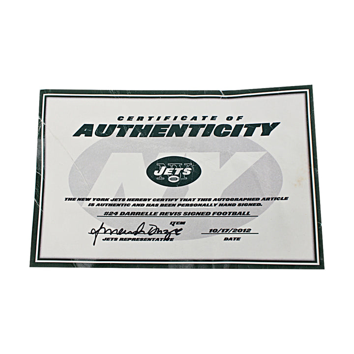 Darrell Revis New York Jets Autographed White Panel Football NY Jets COA