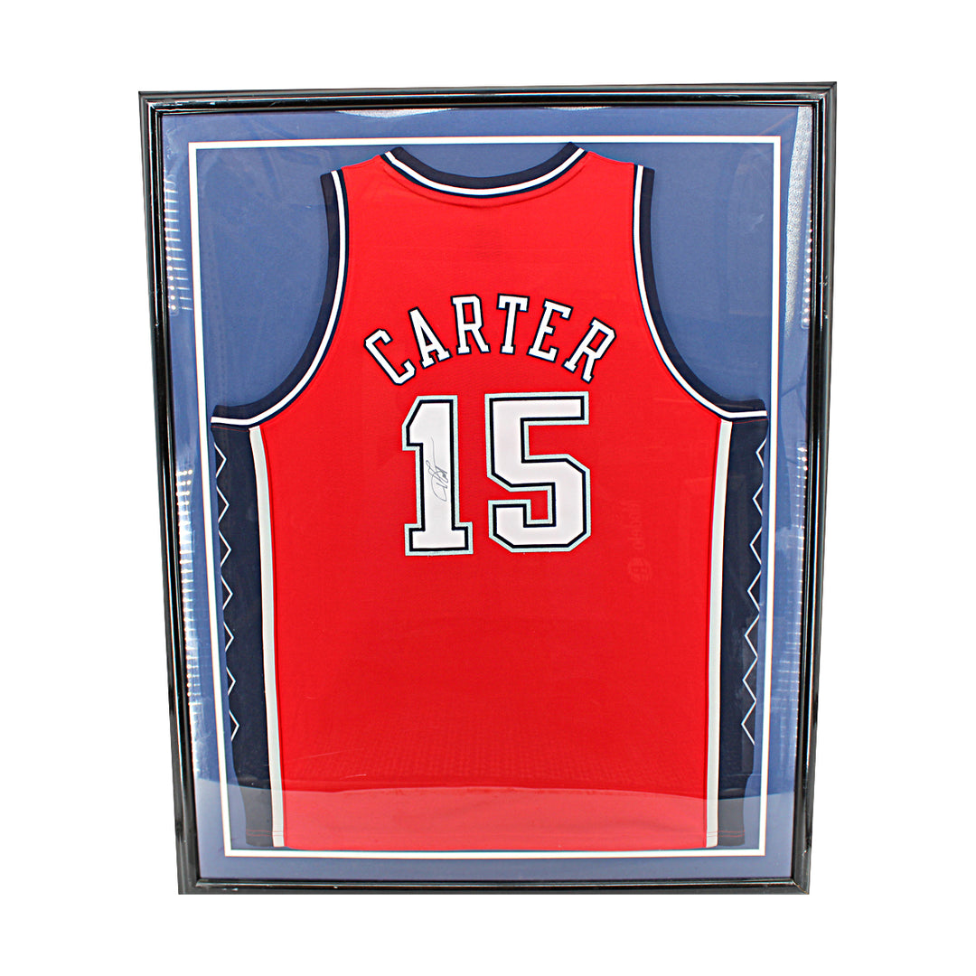 Vince Carter New Jersey Nets Autographed Framed Red Jersey NJ Nets COA