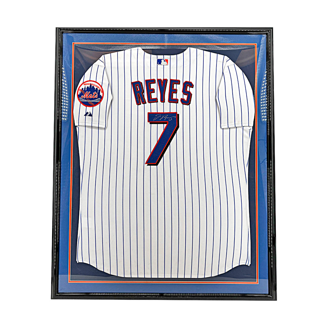 Jose Reyes New York Mets Autographed Framed White Jersey JSA COA 28.5x36.5