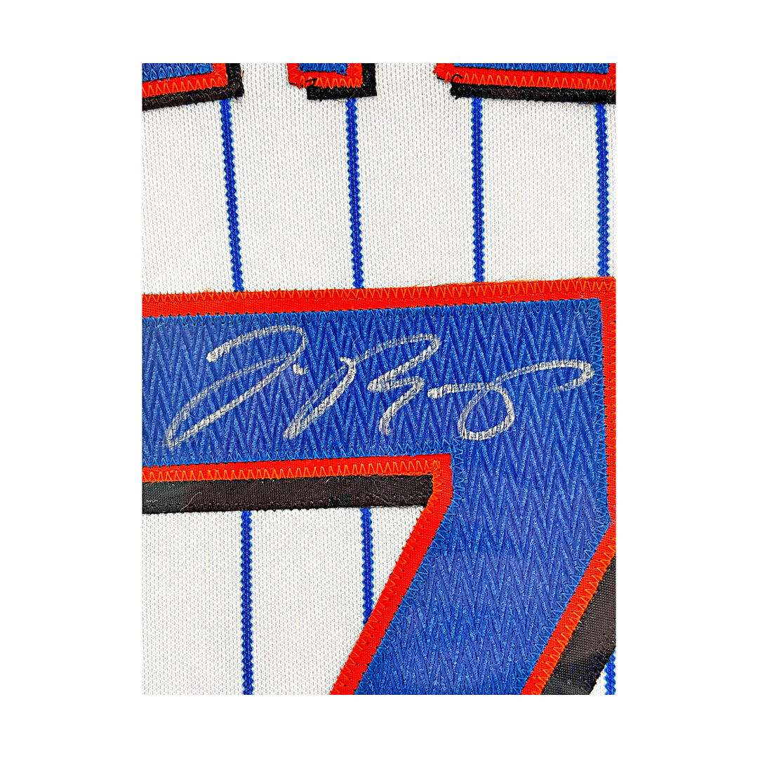 Jose Reyes New York Mets Autographed Framed White Jersey JSA COA 28.5x36.5