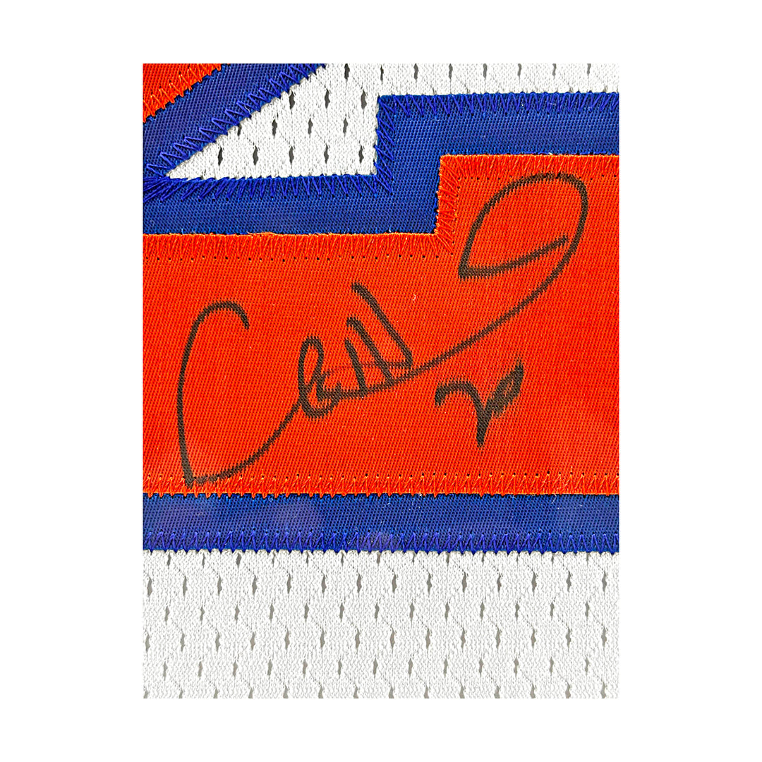 Allan Houston New York Knicks Autographed Inscribed Framed White Jersey 28x36.5
