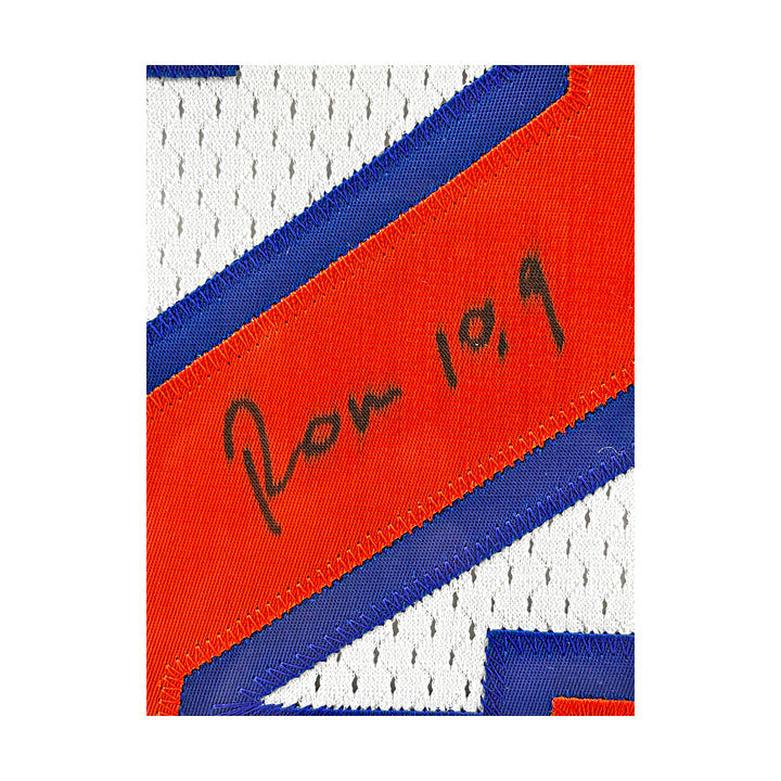 Allan Houston New York Knicks Autographed Inscribed Framed White Jersey 28x36.5