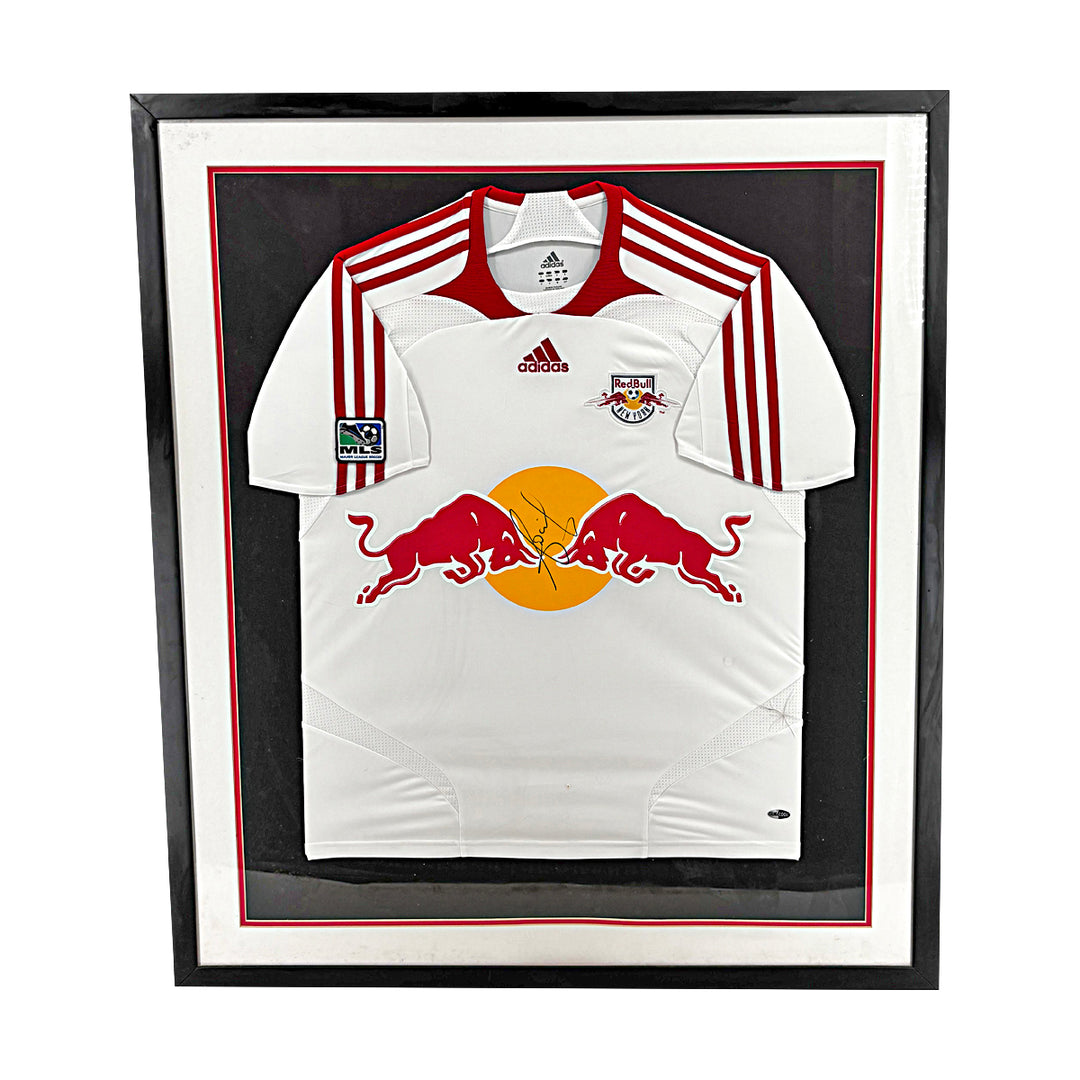 Juan Pablo Angel New York Red Bulls Autographed Framed White Jersey 28x33