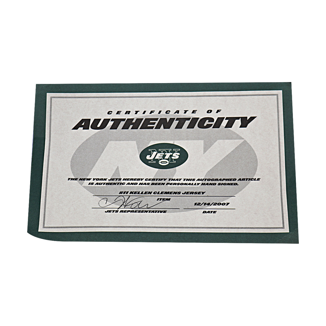 Kellen Clemens New York Jets Autographed Green Reebok Jersey NY Jets COA