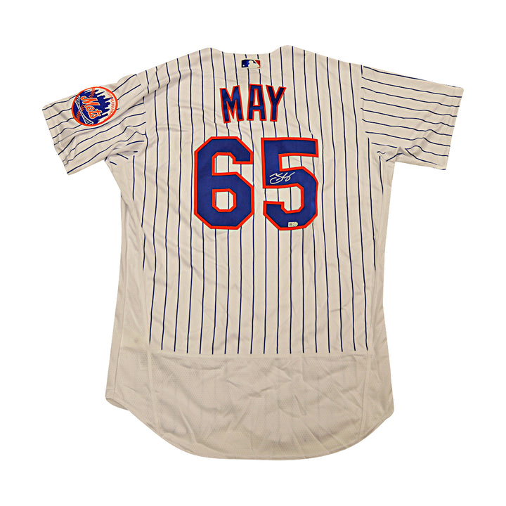 Trevor May New York Mets Autographed White Pinstripe Nike Authentic Jersey MLB Auth