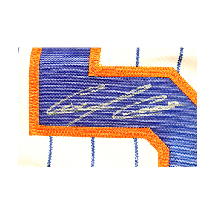 Carlos Carrasco New York Mets Autographed White Pinstripe Nike Authentic Jersey MLB Auth