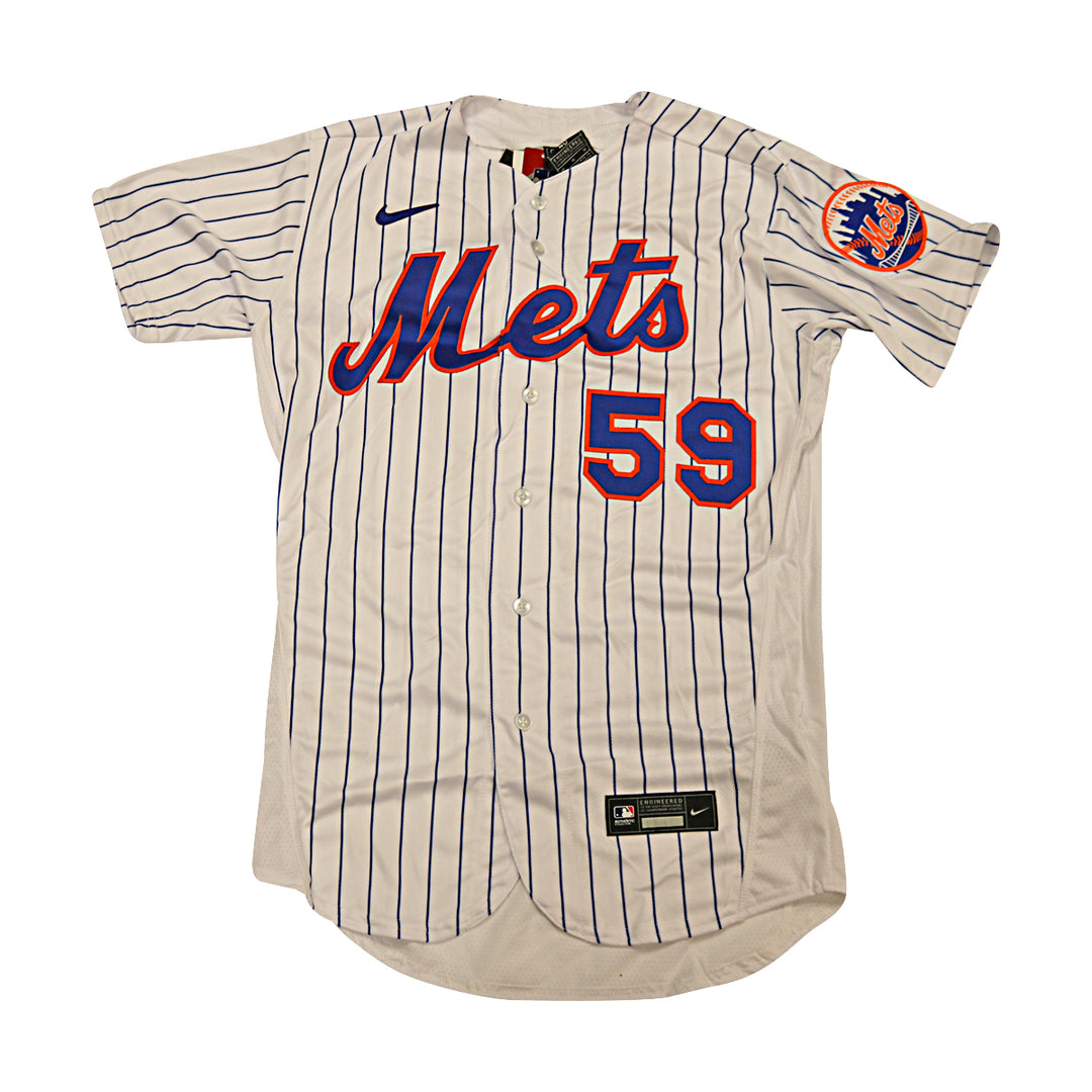 Carlos Carrasco New York Mets Autographed White Pinstripe Nike Authentic Jersey MLB Auth