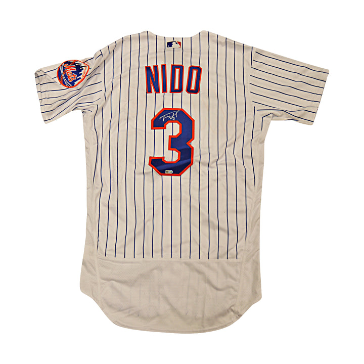 Tomas Nido New York Mets Autographed White Pinstripe Nike Authentic Jersey MLB Auth
