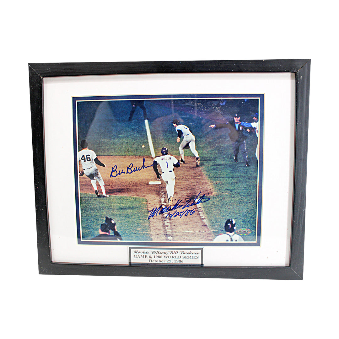 Mookie Wilson Bill Buckner New York Mets Autographed Framed Inscribed 8x10 Photo Steiner Holo Only