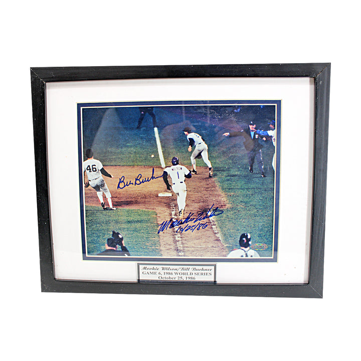 Mookie Wilson Bill Buckner New York Mets Autographed Framed Inscribed 8x10 Photo Steiner Holo Only