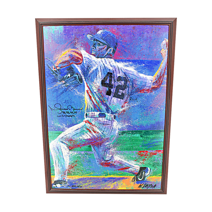 Mariano Rivera New York Yankees Autographed Framed Inscribed Bill Lopa Canvas AROC 28/42 Steiner Holo Only