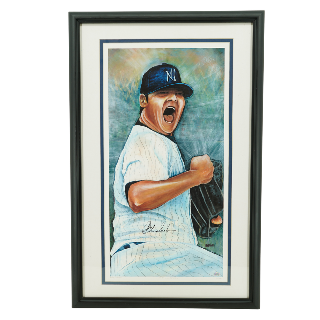 Joba Chamberlain New York Yankees Autographed Framed Litho 14x26 37/50 JSA COA