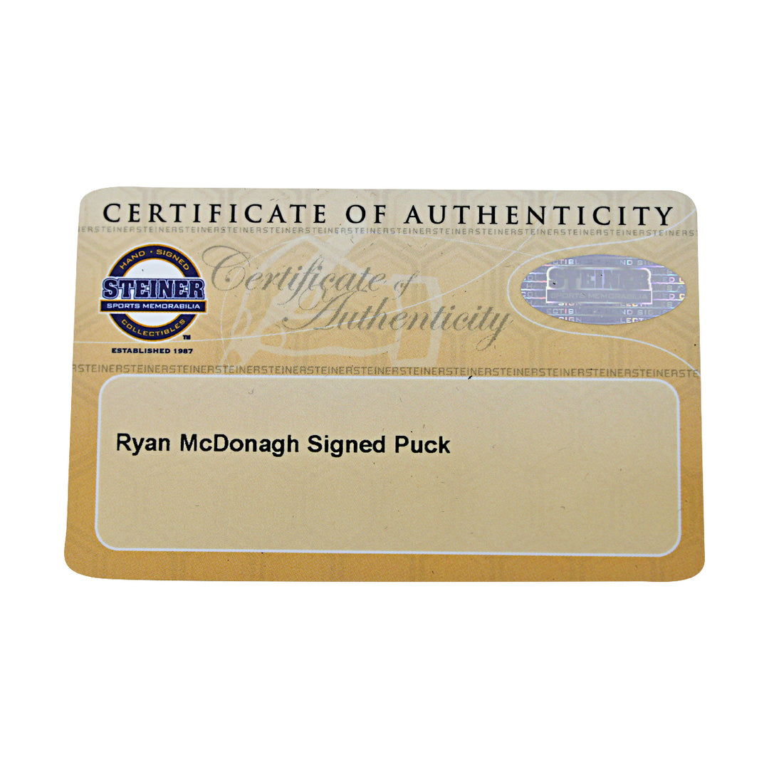 Ryan McDonagh New York Rangers Autographed Replica Puck Steiner COA