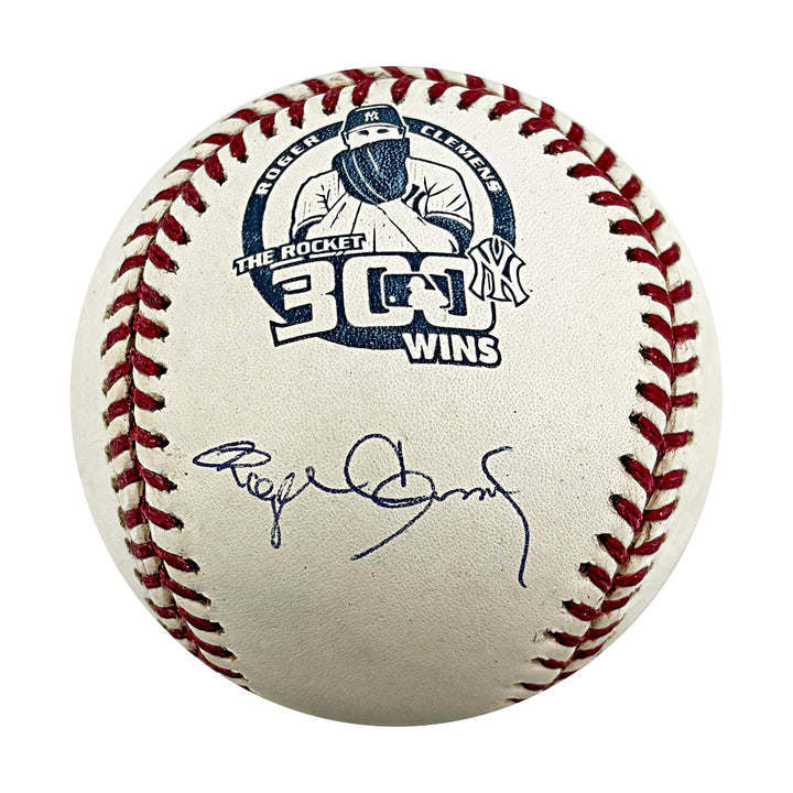 Roger Clemens New York Yankees Signed 300 Wins Logo Baseball Steiner Holo Only