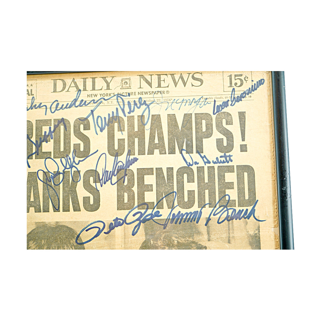 Big Red Machine Multi Signed Framed 11x15 Daily News JSA LOA