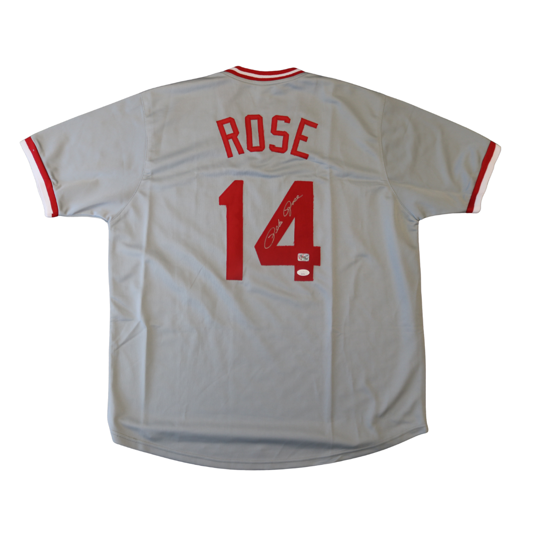 Pete Rose Cincinnati Reds Autographed Grey Custom Jersey JSA COA