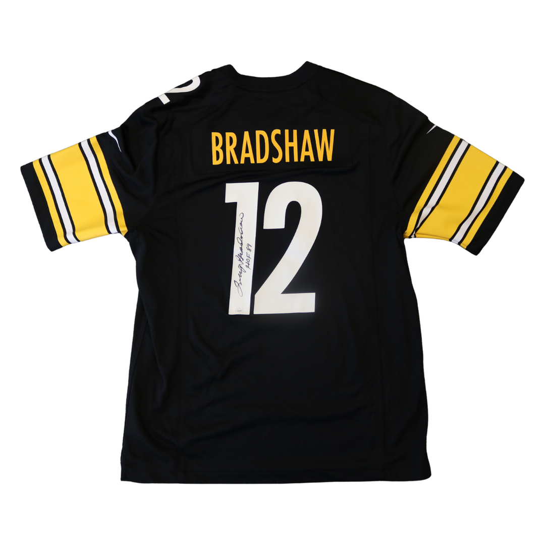 Terry Bradshaw Pittsburgh Steelers Autographed Inscribed Black Nike Jersey JSA COA