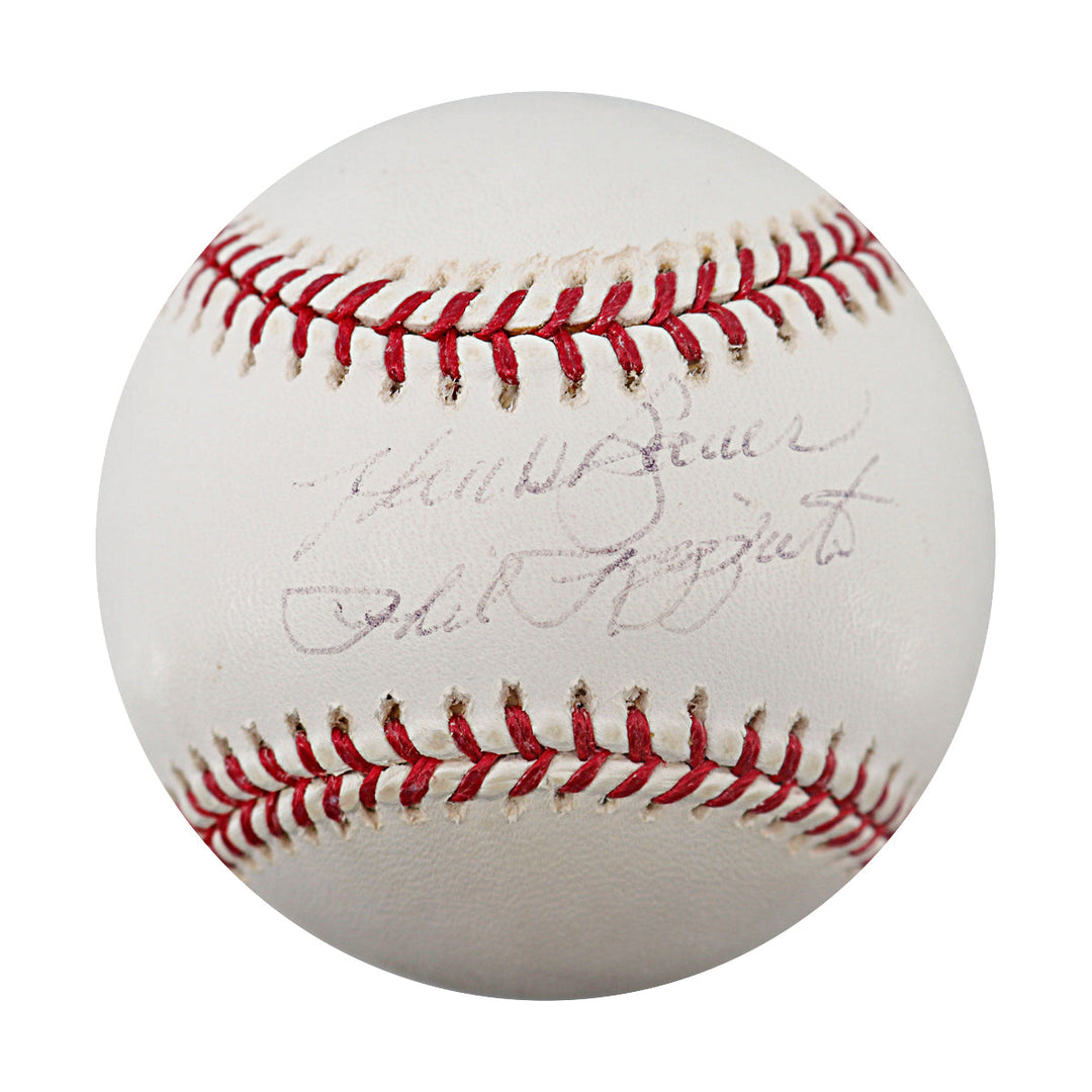 Phil Rizzuto Hank Bauer New York Yankees Dual Signed OMLB Baseball JSA COA