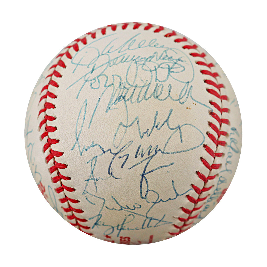 1996 National League Champion Atlanta Braves Team Multi Signed World Series Logo Baseball JSA LOA