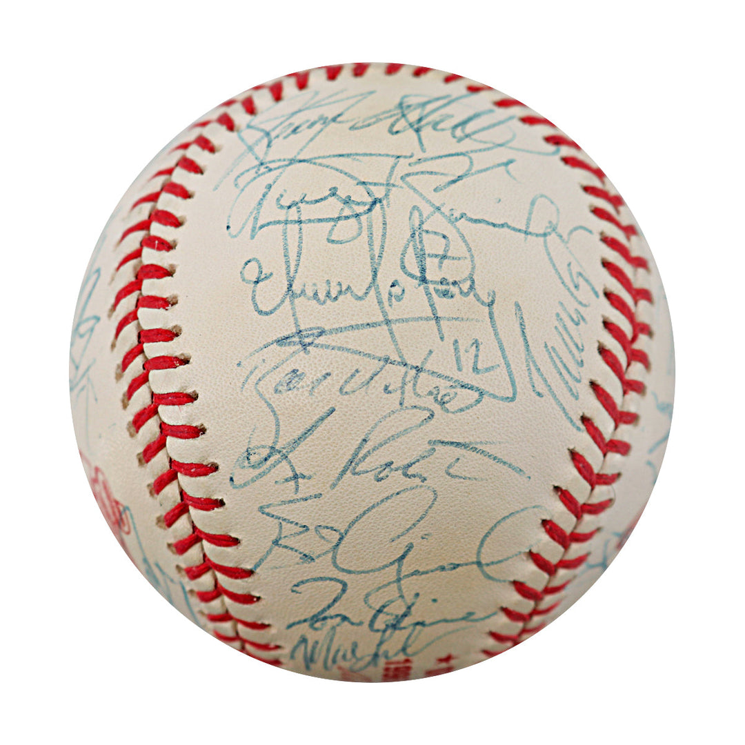 1996 National League Champion Atlanta Braves Team Multi Signed World Series Logo Baseball JSA LOA