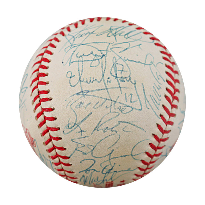 1996 National League Champion Atlanta Braves Team Multi Signed World Series Logo Baseball JSA LOA