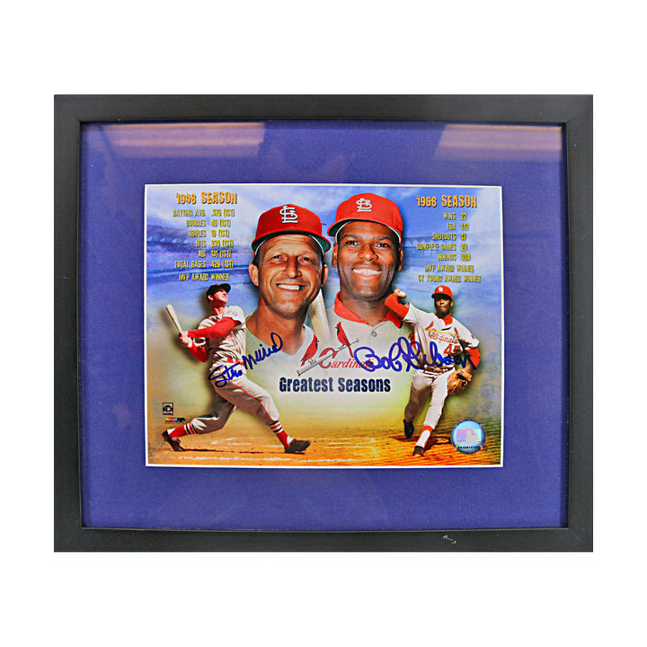 Stan Musial Bob Gibson St Louis Cardinals Dual Signed Framed 8x10 Photo Stan the Man COA