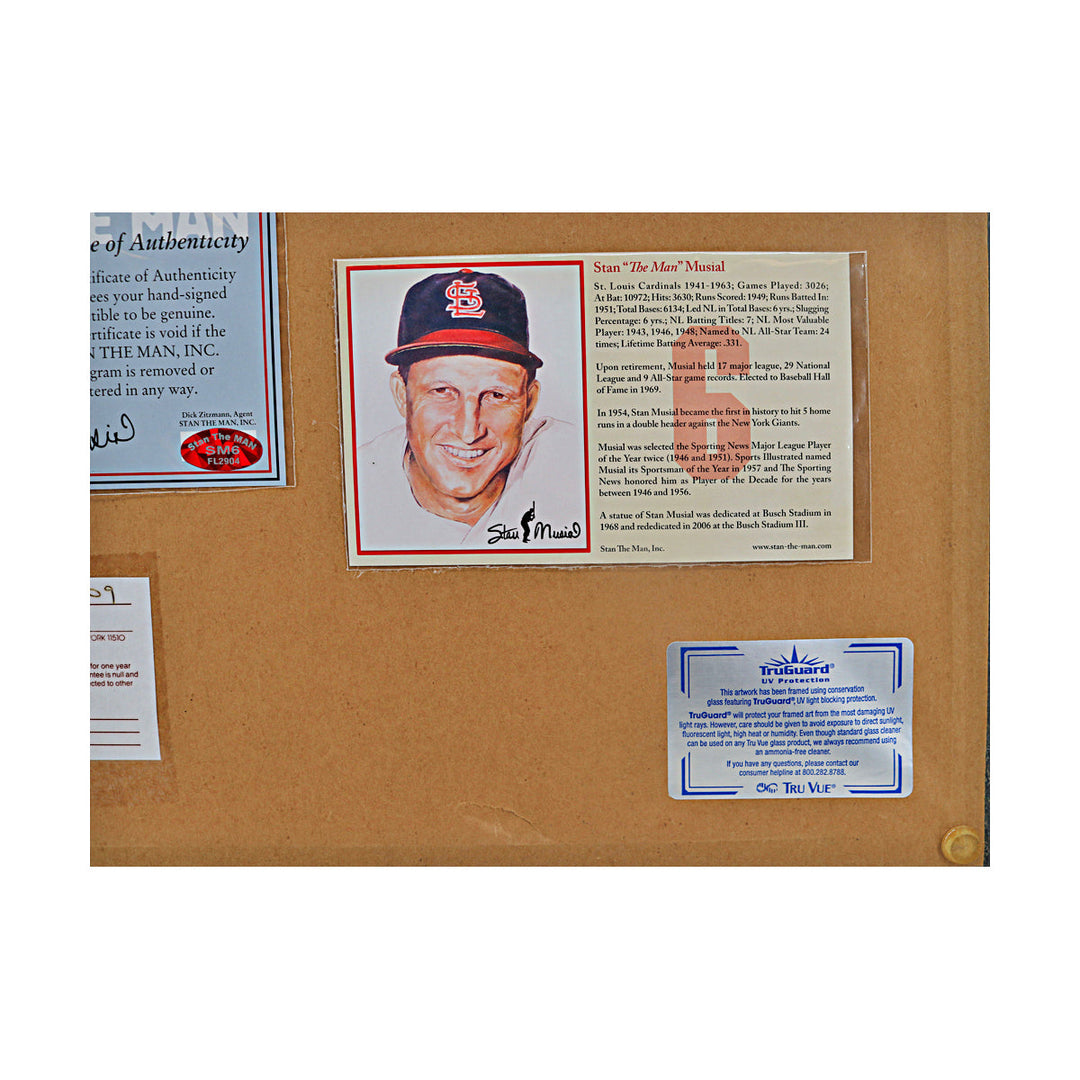 Stan Musial Bob Gibson St Louis Cardinals Dual Signed Framed 8x10 Photo Stan the Man COA