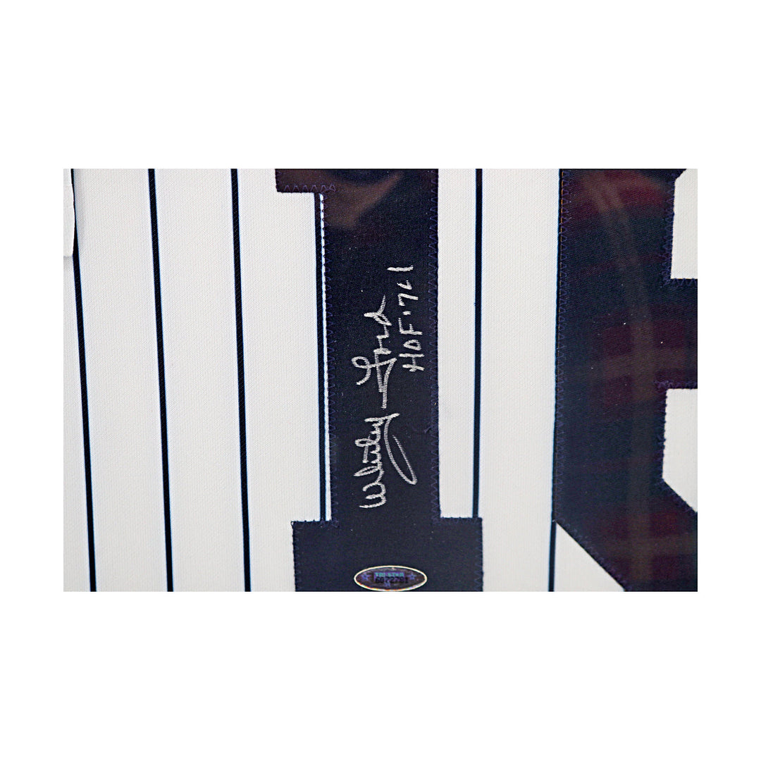 Whitey Ford New York Yankees Autographed Framed Majestic Pinstripe Jersey w/ Replica Rings Tristar COA