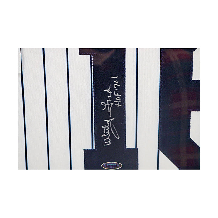 Whitey Ford New York Yankees Autographed Framed Majestic Pinstripe Jersey w/ Replica Rings Tristar COA