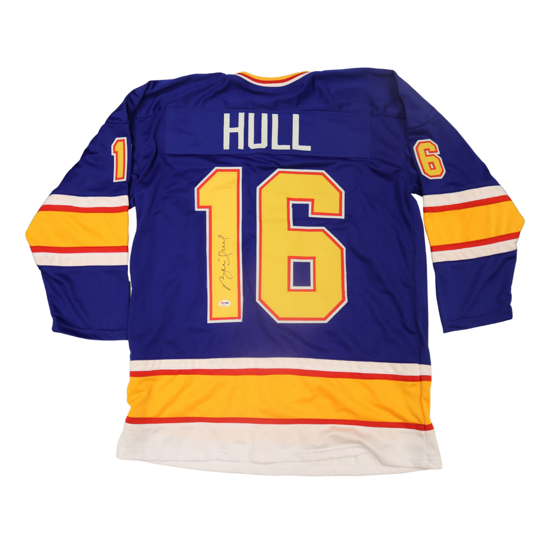 Brett Hull St Louis Blues Autographed Blue Custom Jersey PSA Holo