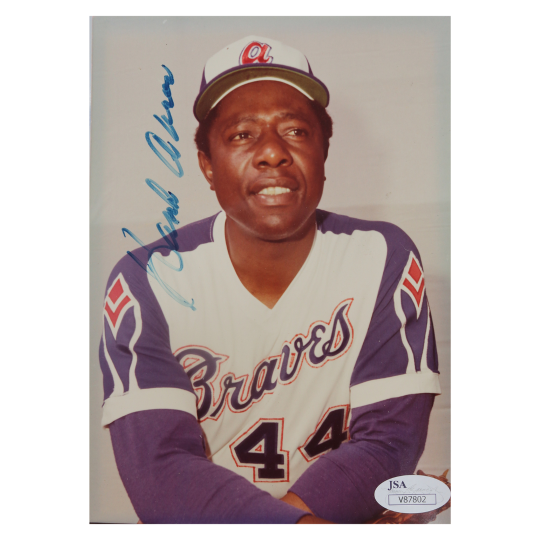 Hank Aaron Atlanta Braves Autographed 5x7 Photo JSA COA