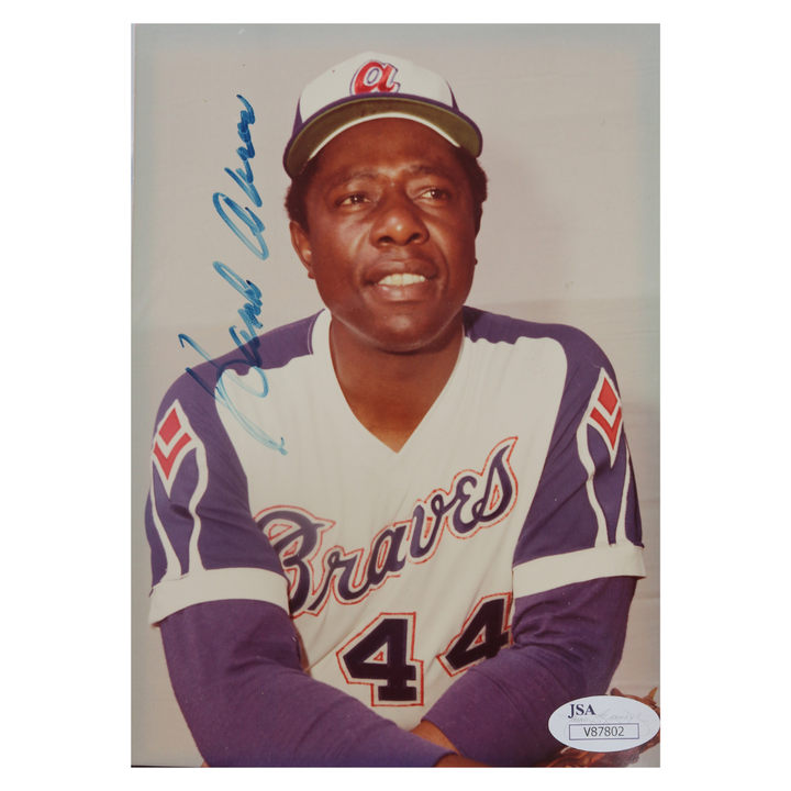 Hank Aaron Atlanta Braves Autographed 5x7 Photo JSA COA
