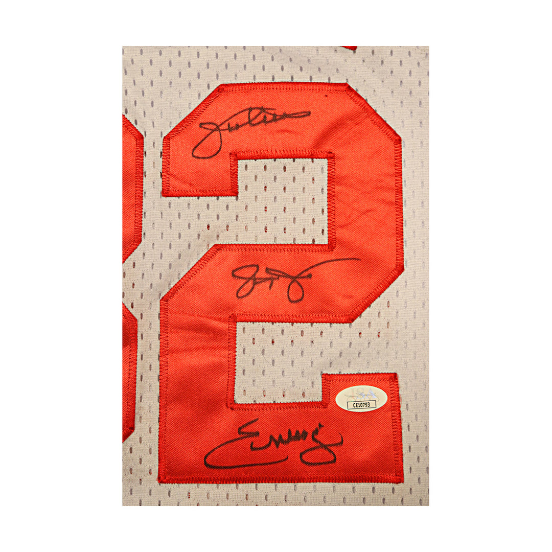 Julius Dr J Erving New Jersey Nets Autographed Inscribed Mitchell & Ness Hardwood Classic Jersey JSA COA