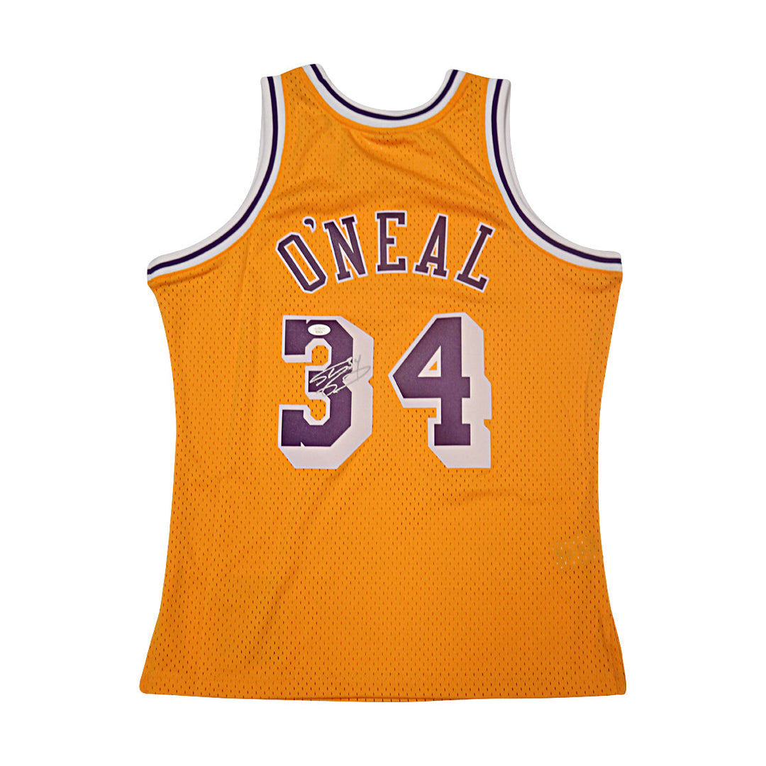 Shaquille O'Neal Los Angeles Lakers Autographed Yellow Mitchell & Ness Swingman Jersey JSA LOA