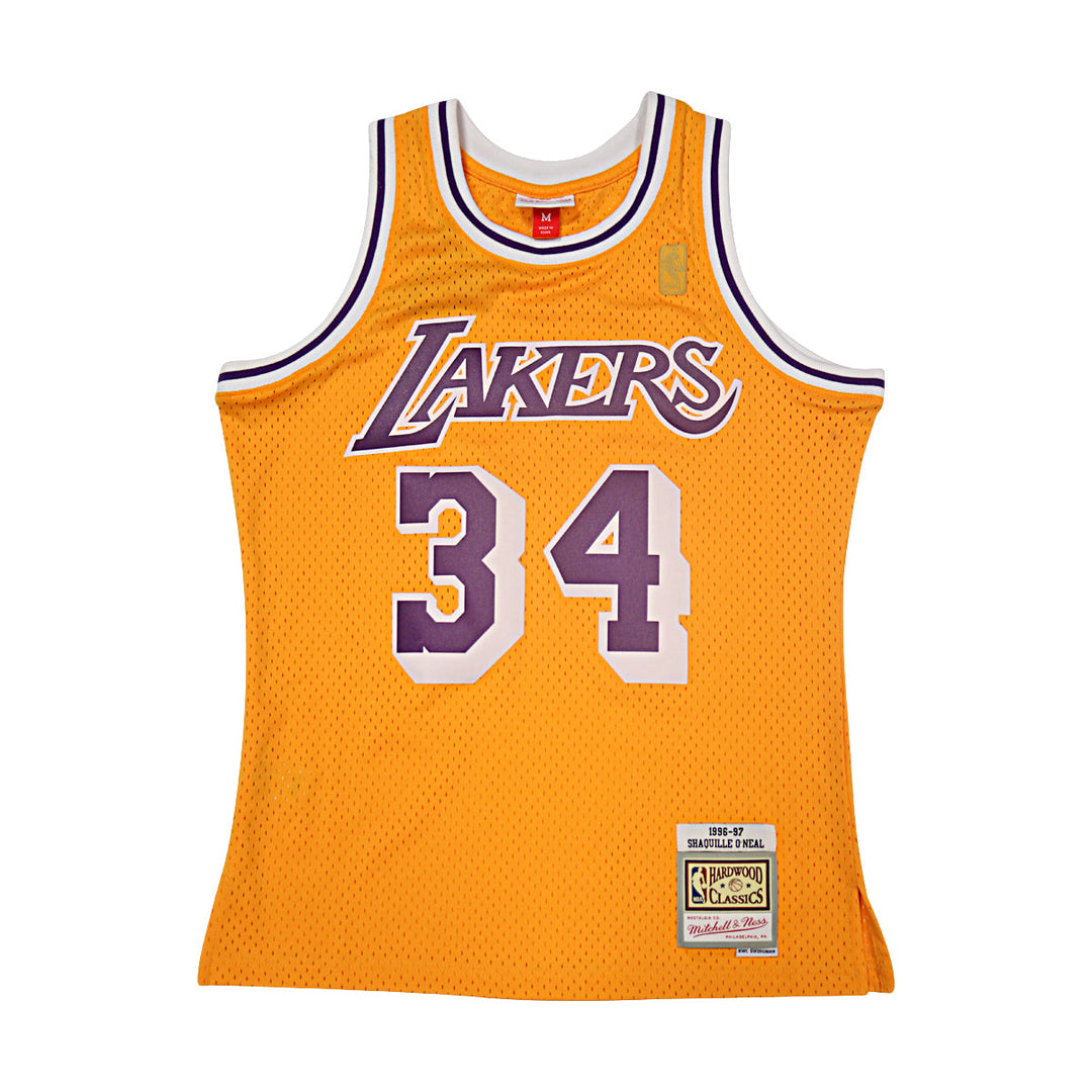 Shaquille O'Neal Los Angeles Lakers Autographed Yellow Mitchell & Ness Swingman Jersey JSA LOA