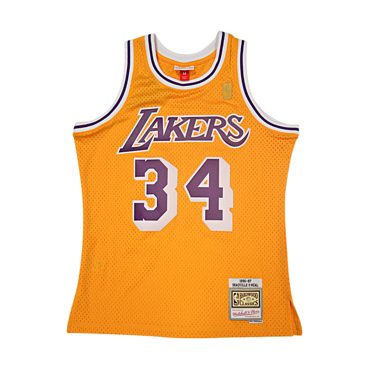 Shaquille O'Neal Los Angeles Lakers Autographed Yellow Mitchell & Ness Swingman Jersey JSA LOA
