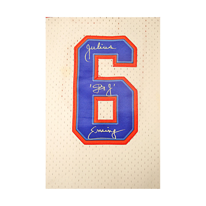 Julius Dr J Erving Philadelphia 76'ers Autographed Adidas White Hardwood Classic Jersey JSA COA