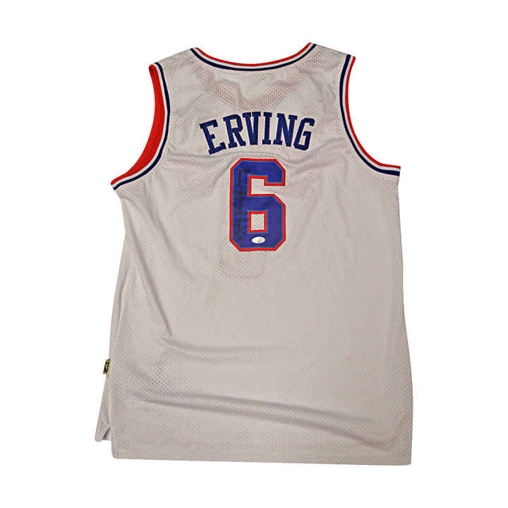 Julius Dr J Erving Philadelphia 76'ers Autographed Adidas White Hardwood Classic Jersey JSA COA