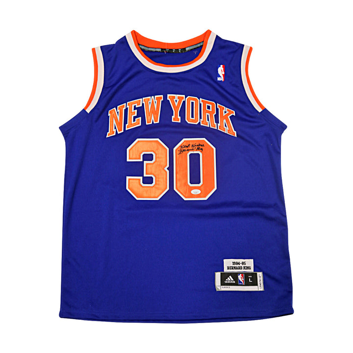 Bernard King New York Knicks Autographed Adidas Blue Hardwood Classic Jersey JSA COA