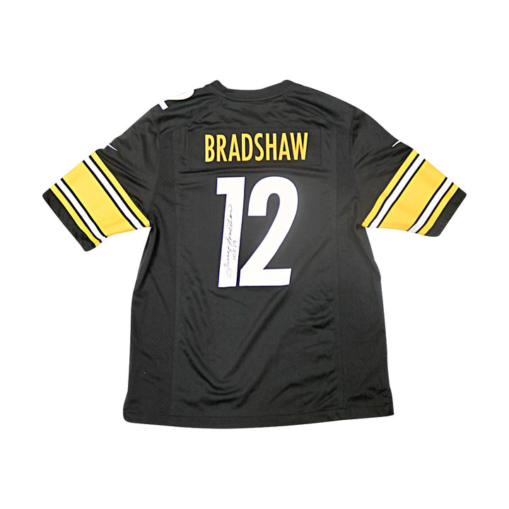 Terry Bradshaw Pittsburgh Steelers Autographed Inscribed HOF Black Nike Jersey JSA COA - 2